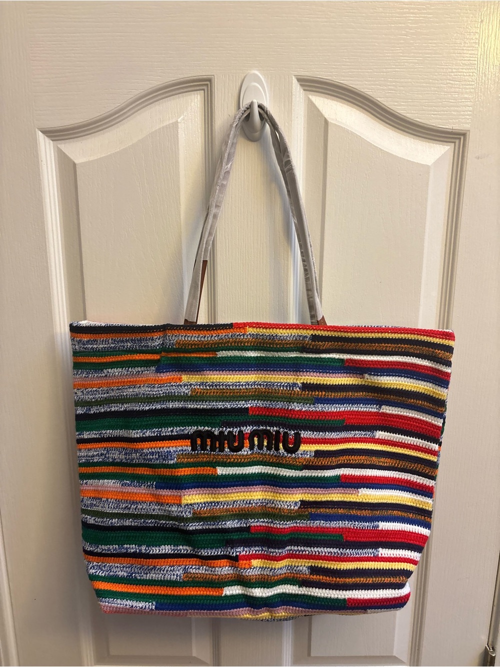 Miu Raffia Woven Tote multicolored NWOT beach, sun & fun bag!